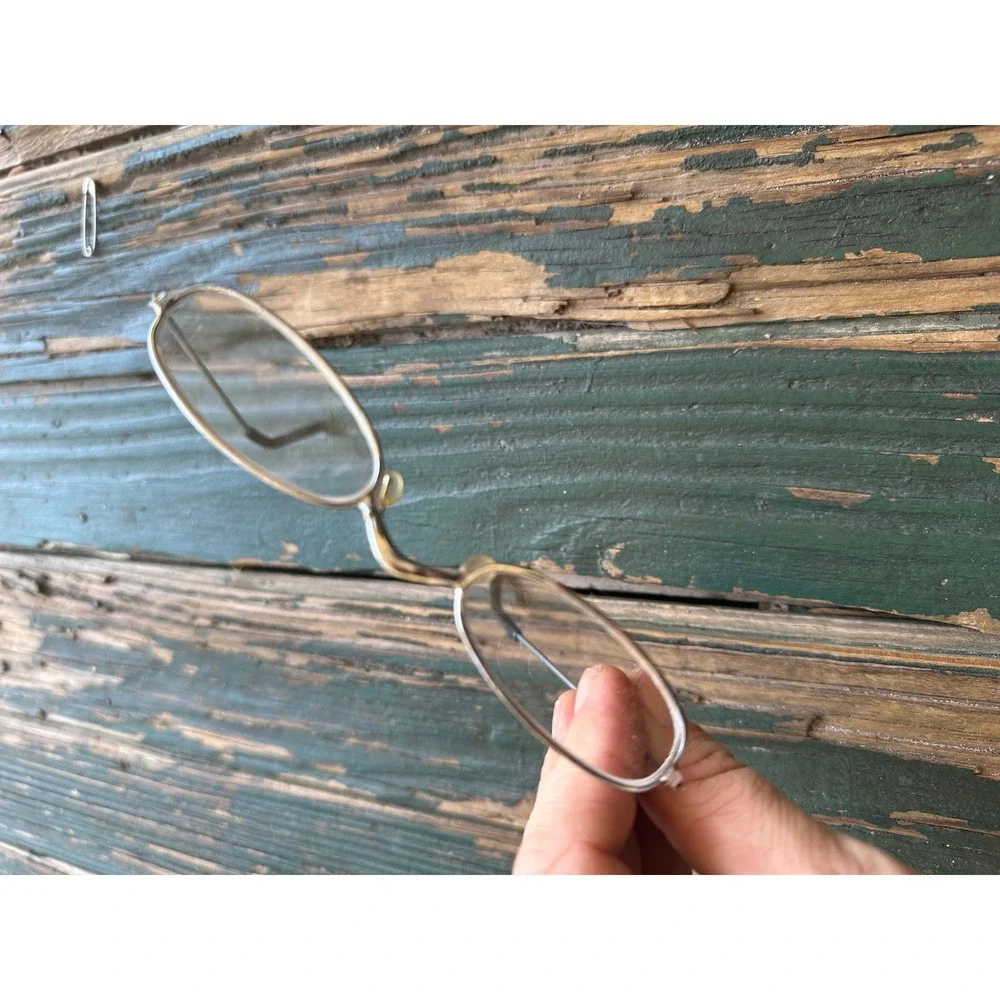 Vintage Antique Silver Wire Frame Oval Spectacles Glasses 2427